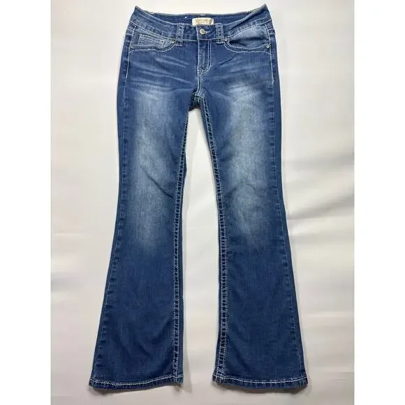 Shyanne Girls Youth Flap Pocket Bootcut Blue Denim Jeans - Size 12 (26x26) - Picture 1 of 6